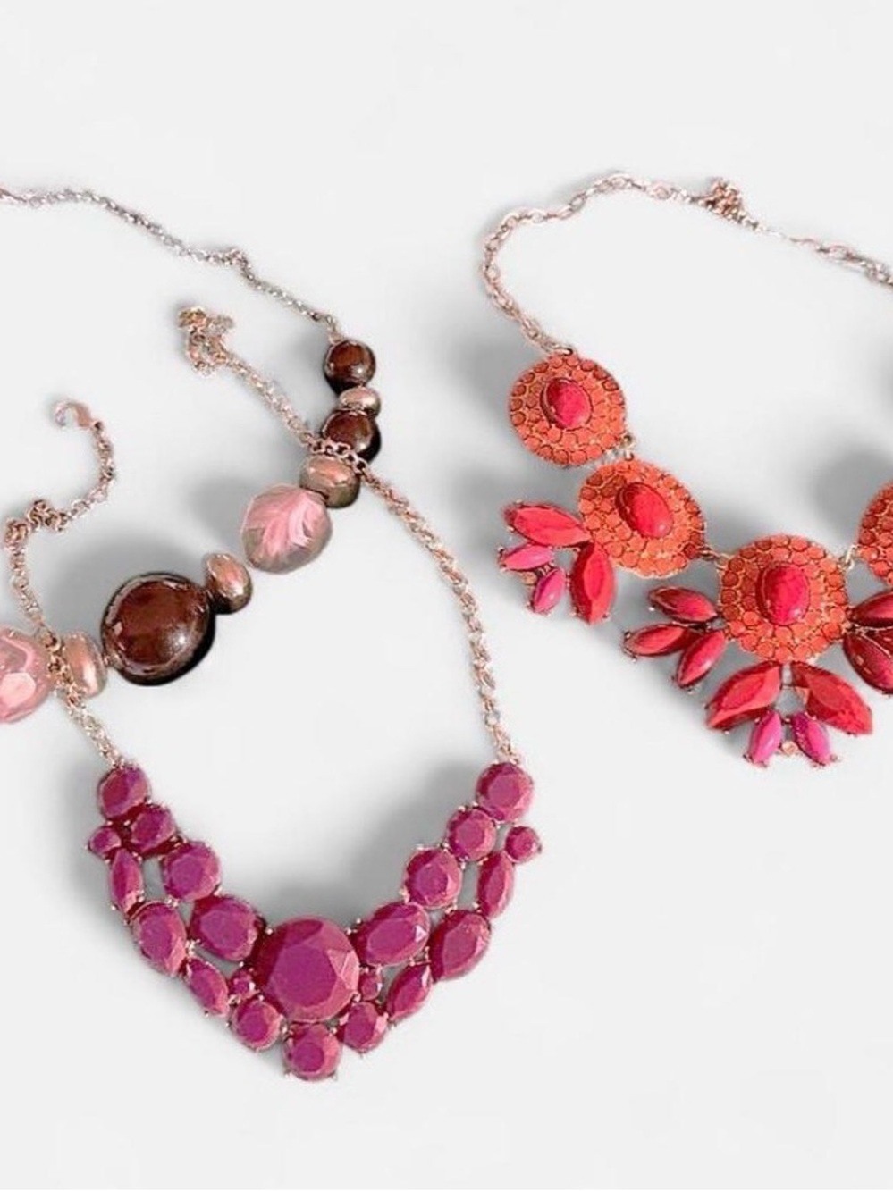 Charming Charlie Pink & Coral Statement Necklace Set